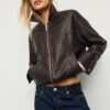 Casaco Oversize com efeito de pele lavada Casaco Oversize com efeito de pele lavada