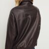 Casaco Oversize com efeito de pele lavada Casaco Oversize com efeito de pele lavada