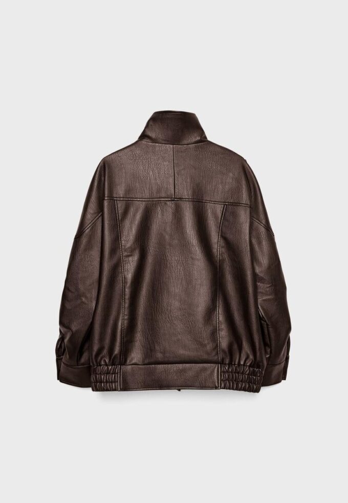 Casaco Oversize de Imitação de Pele com Lapelas Casaco Oversize de Imitação de Pele com Lapelas