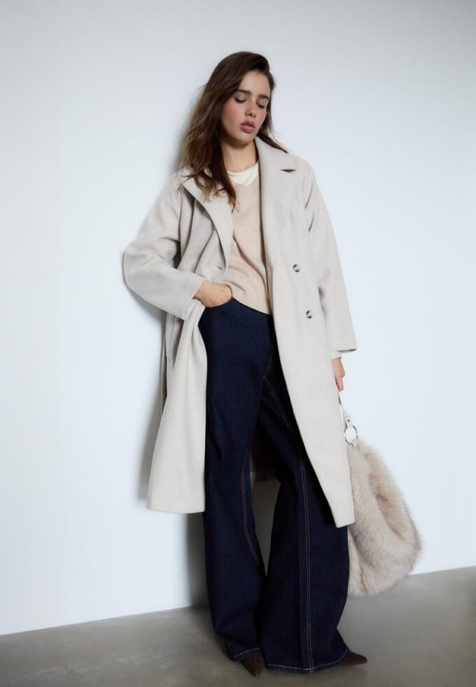 Casaco Trench de Toque Suave Casaco Trench de Toque Suave