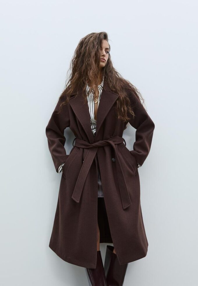 Casaco Trench de Toque Suave Casaco Trench de Toque Suave
