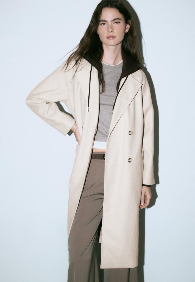 Casaco Trench de Toque Suave Casaco Trench de Toque Suave
