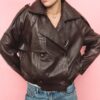 Casaco Trench Oversize 100% Pele