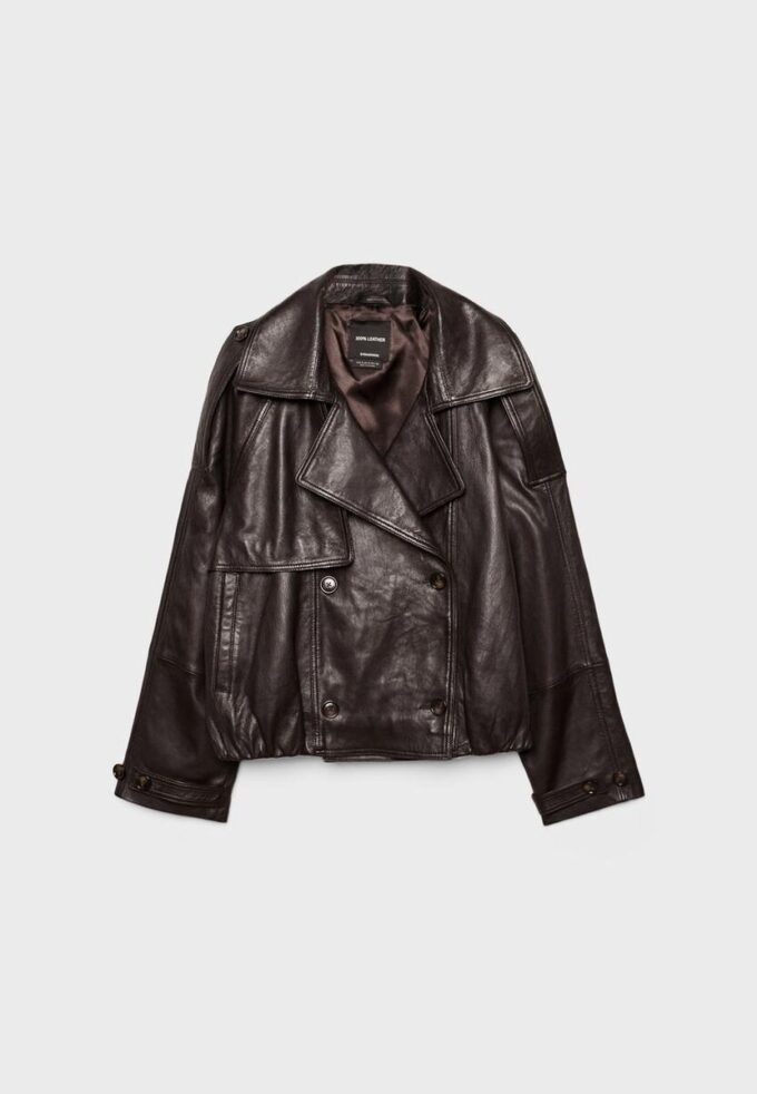 Casaco Trench Oversize 100% Pele