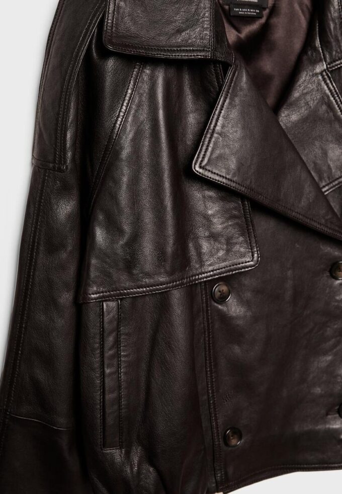 Casaco Trench Oversize 100% Pele