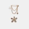 Conjunto de 2 alfinetes de flor com efeito cristal