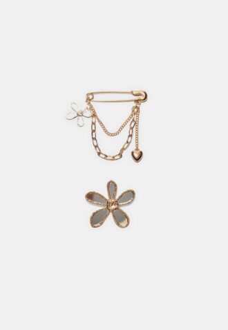 Conjunto de 2 alfinetes de flor com efeito cristal
