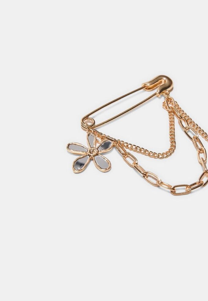 Conjunto de 2 alfinetes de flor com efeito cristal