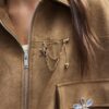 Conjunto de 2 alfinetes de flor com efeito cristal