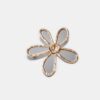 Conjunto de 2 alfinetes de flor com efeito cristal