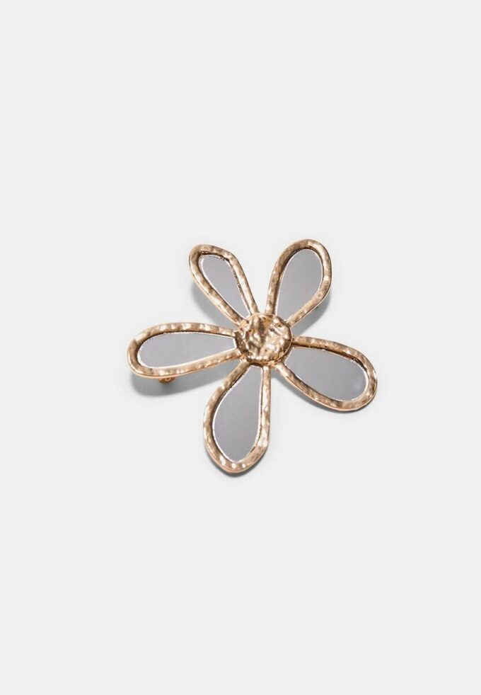 Conjunto de 2 alfinetes de flor com efeito cristal