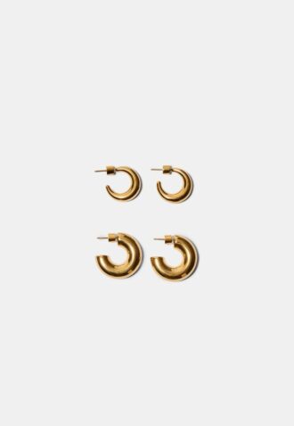 Conjunto de 2 brincos de argola grossos e à prova de água
