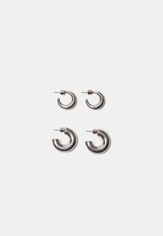 Conjunto de 2 brincos de argola grossos e à prova de água
