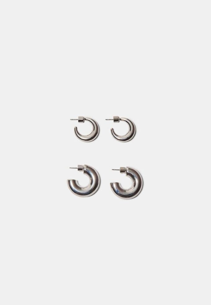 Conjunto de 2 brincos de argola grossos e à prova de água