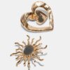 Conjunto de 2 broches com sol e coração