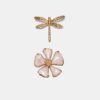 Conjunto de 2 broches de libélula e flor