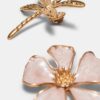 Conjunto de 2 broches de libélula e flor