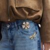 Conjunto de 2 broches de libélula e flor