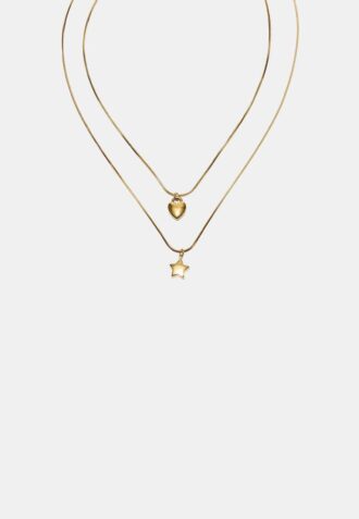 Conjunto de 2 colares à prova de água com estrela e coração