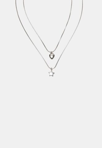 Conjunto de 2 colares à prova de água com estrela e coração