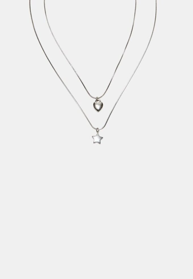 Conjunto de 2 colares à prova de água com estrela e coração