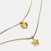 Conjunto de 2 colares à prova de água com estrela e coração