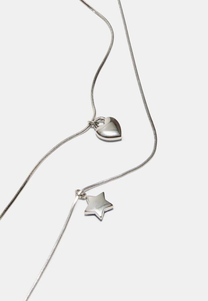 Conjunto de 2 colares à prova de água com estrela e coração