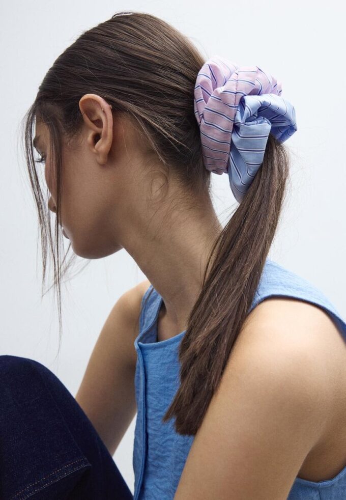 Conjunto de 2 elásticos para o cabelo às riscas