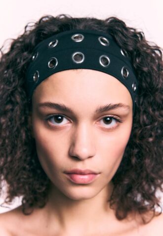 Conjunto de 2 fitas para o cabelo em pele com tachas