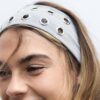 Conjunto de 2 fitas para o cabelo em pele com tachas