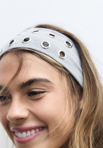 Conjunto de 2 fitas para o cabelo em pele com tachas