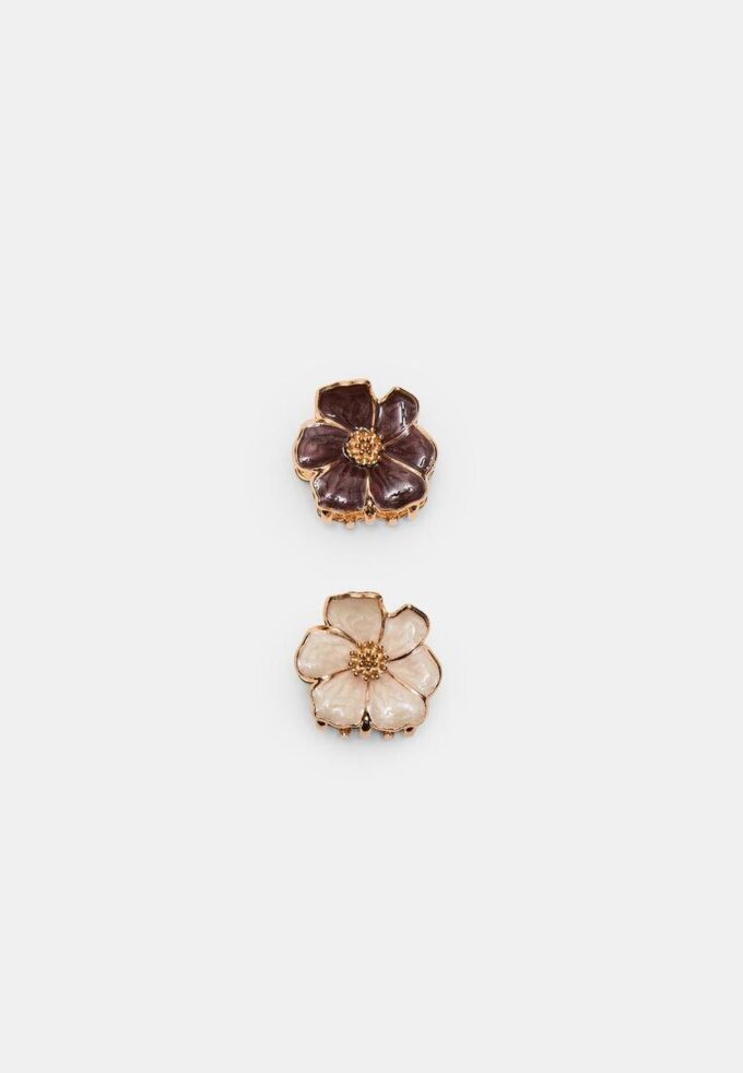 Conjunto de 2 ganchos de cabelo com flores esmaltadas