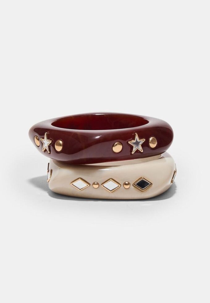 Conjunto de 2 pulseiras com estrelas e brilhantes