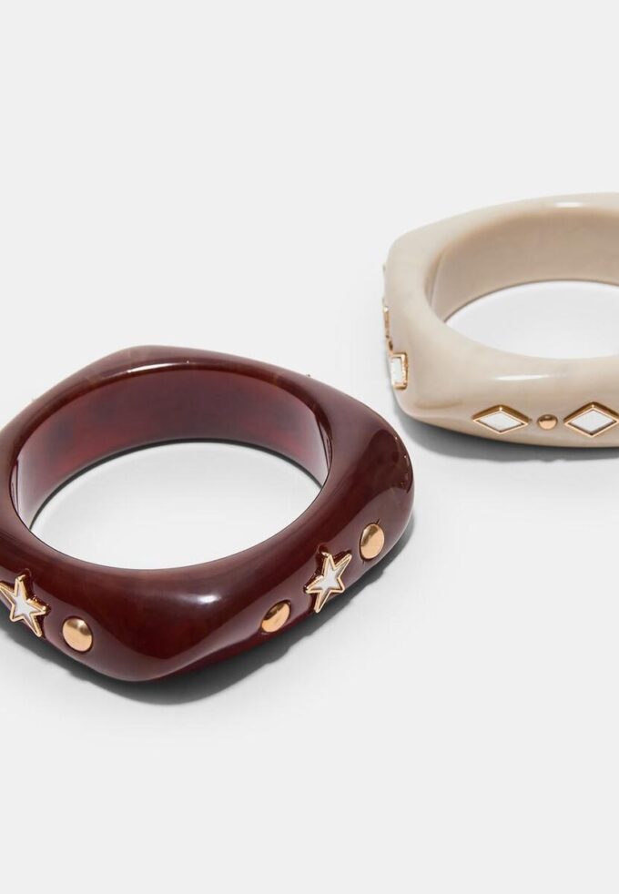 Conjunto de 2 pulseiras com estrelas e brilhantes