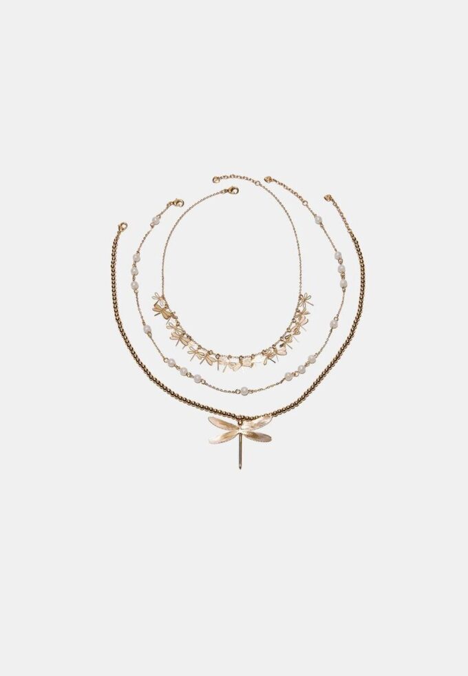 Conjunto de 3 colares com libélula
