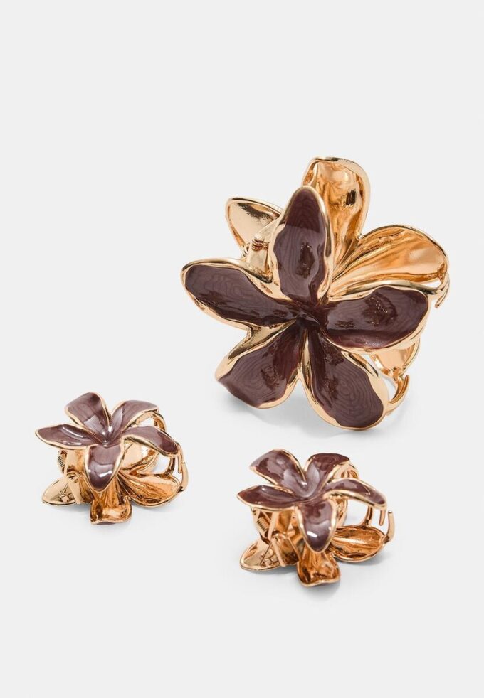 Conjunto de 3 ganchos de cabelo florais