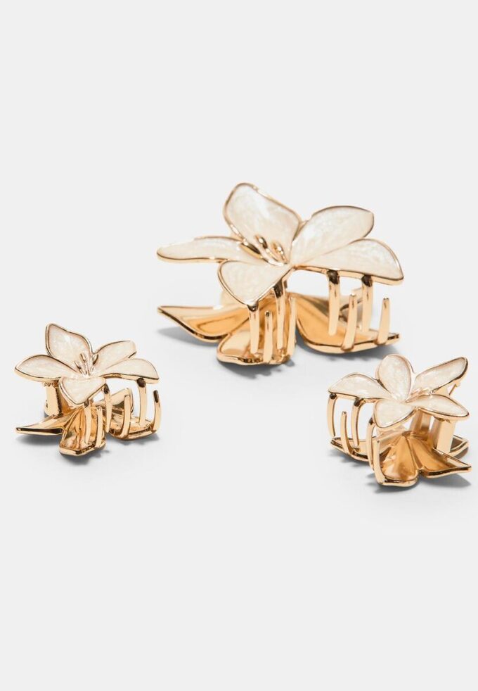 Conjunto de 3 ganchos em forma de flor