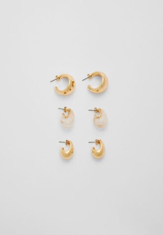 Conjunto de 3 pares de mini brincos volumosos