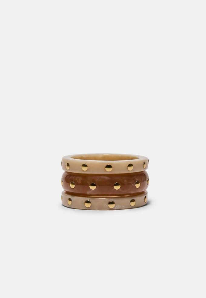 Conjunto de 3 pulseiras rígidas com tachas