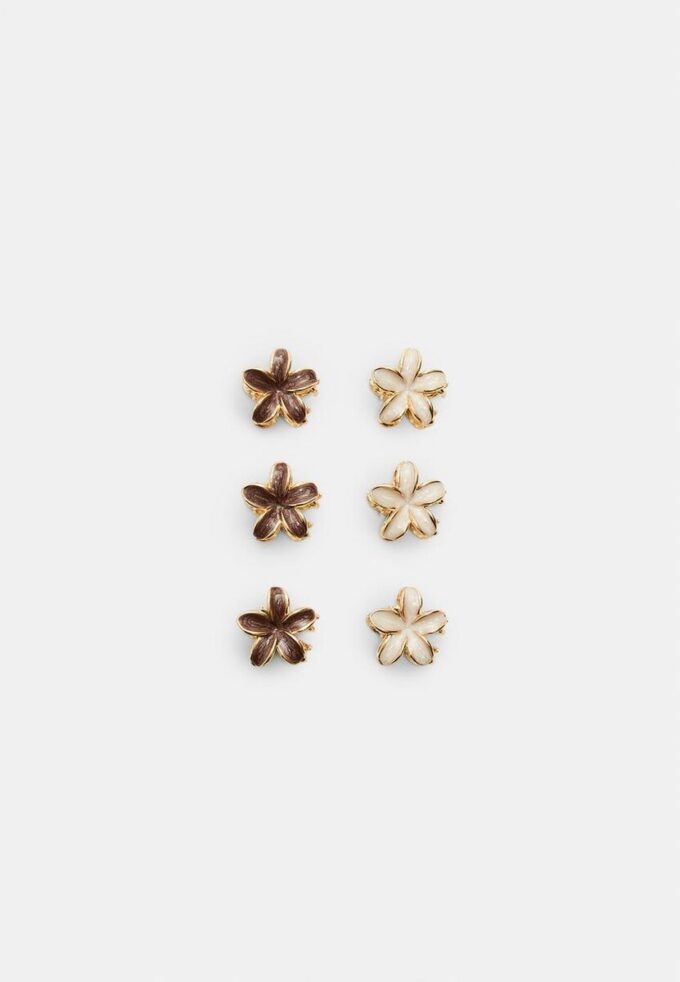 Conjunto de 6 mini ganchos de cabelo com flores