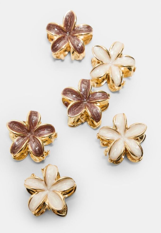 Conjunto de 6 mini ganchos de cabelo com flores