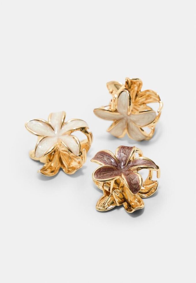 Conjunto de 6 mini ganchos de cabelo com flores