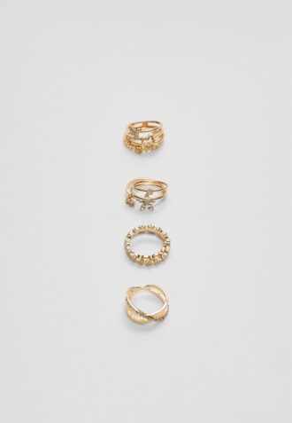 Conjunto de 9 anéis com borboletas e strass