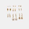 Conjunto de 9 brincos de estrela do mar com strass Conjunto de 9 brincos de estrela do mar com strass