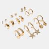Conjunto de 9 brincos de estrela do mar com strass Conjunto de 9 brincos de estrela do mar com strass
