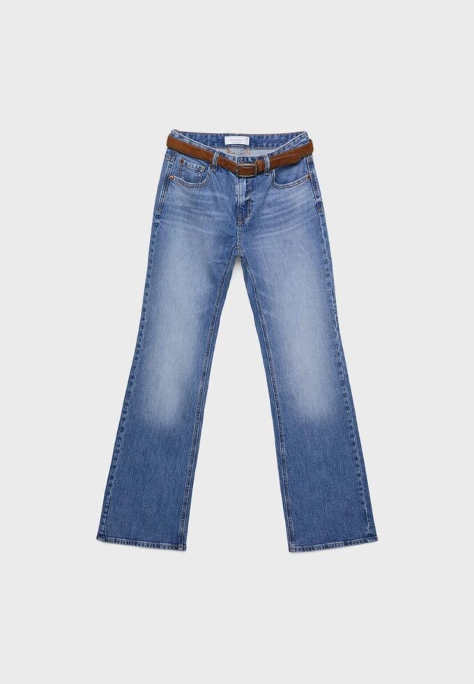 D68 Calças de ganga boot-cut com cinto D68 Calças de ganga boot-cut com cinto