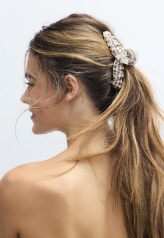 Ganchos de cabelo em tecido às riscas