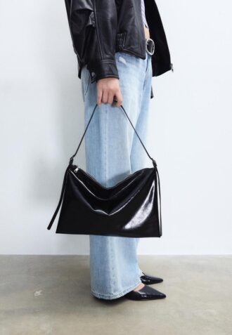 Mini bolsa de ombro com Toque suave e fechos