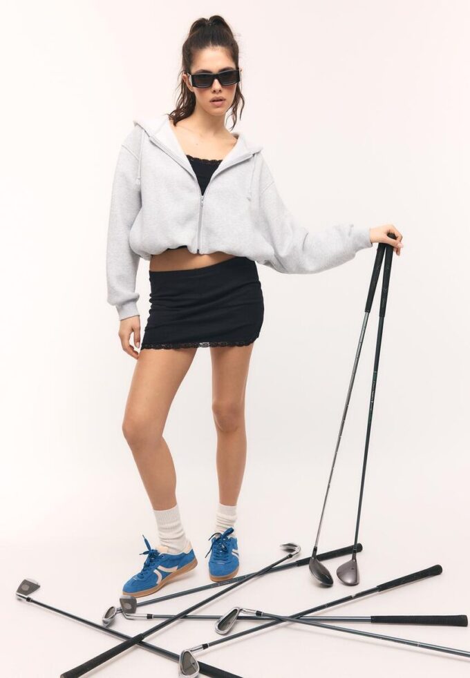 Mini-Skort com acabamento em renda