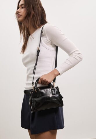 Mini Tote Crossbody Bag com efeito de coco